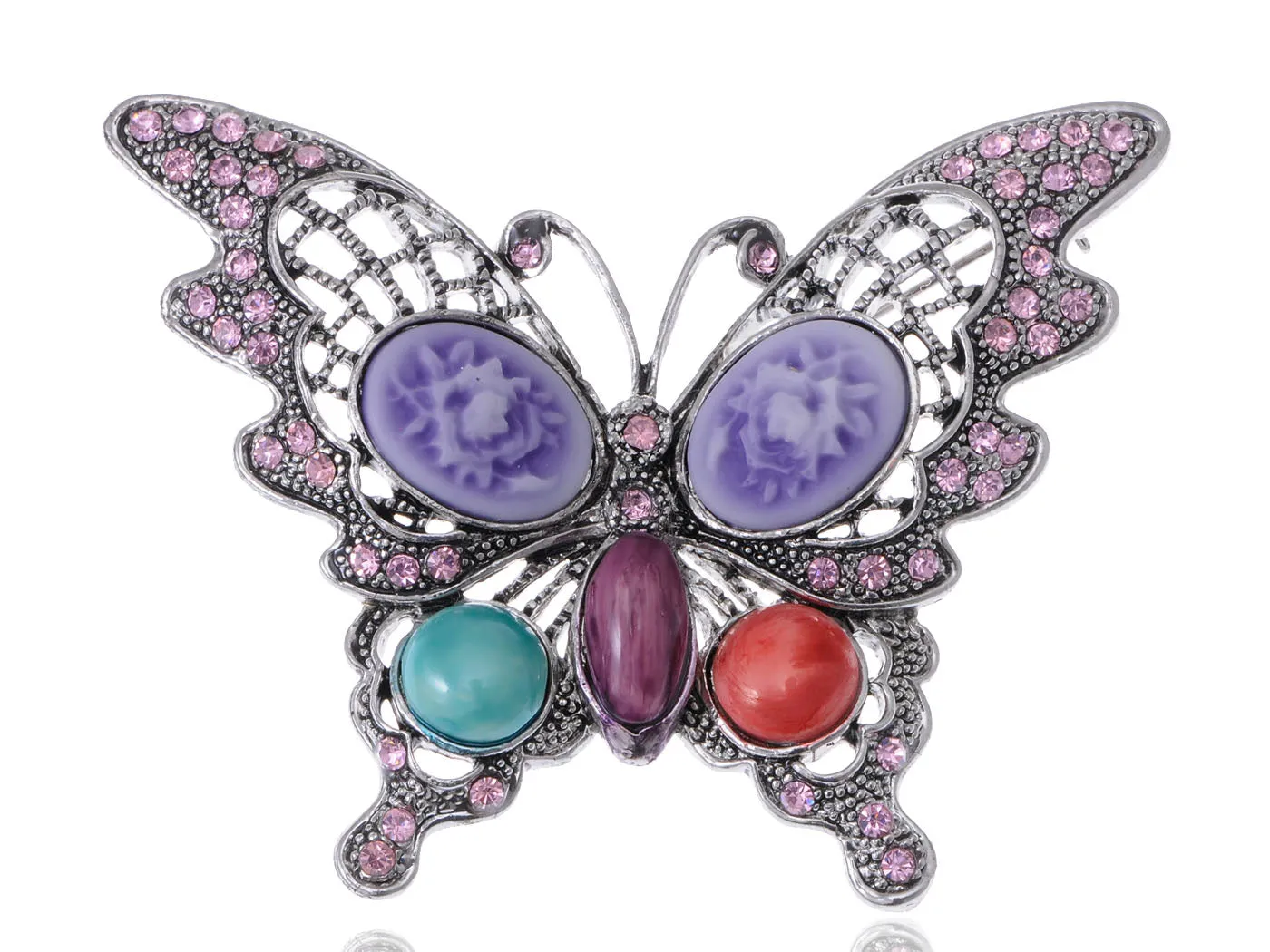 Antique Cateye Butterfly Jewelry Pin Brooch