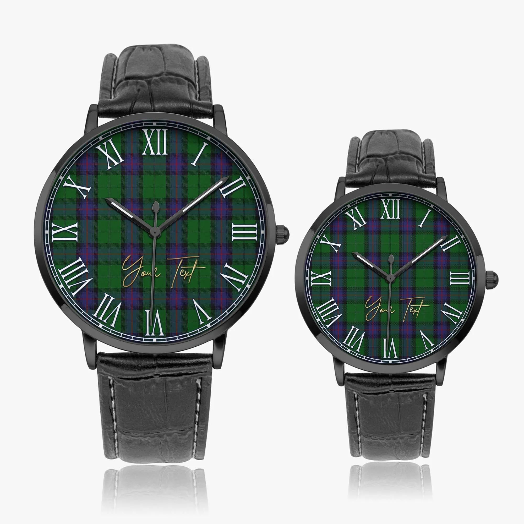 Armstrong Tartan Personalized Your Text Leather Trap Quartz Watch