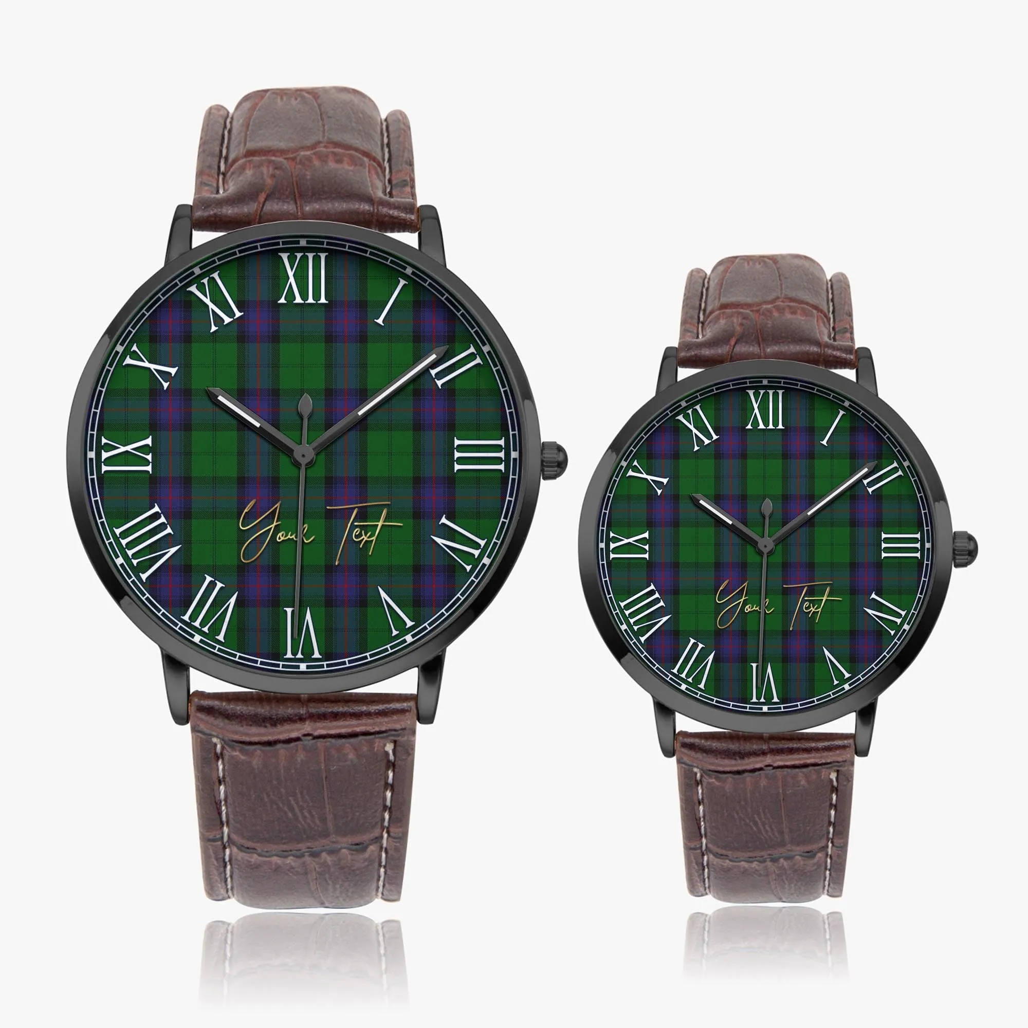 Armstrong Tartan Personalized Your Text Leather Trap Quartz Watch
