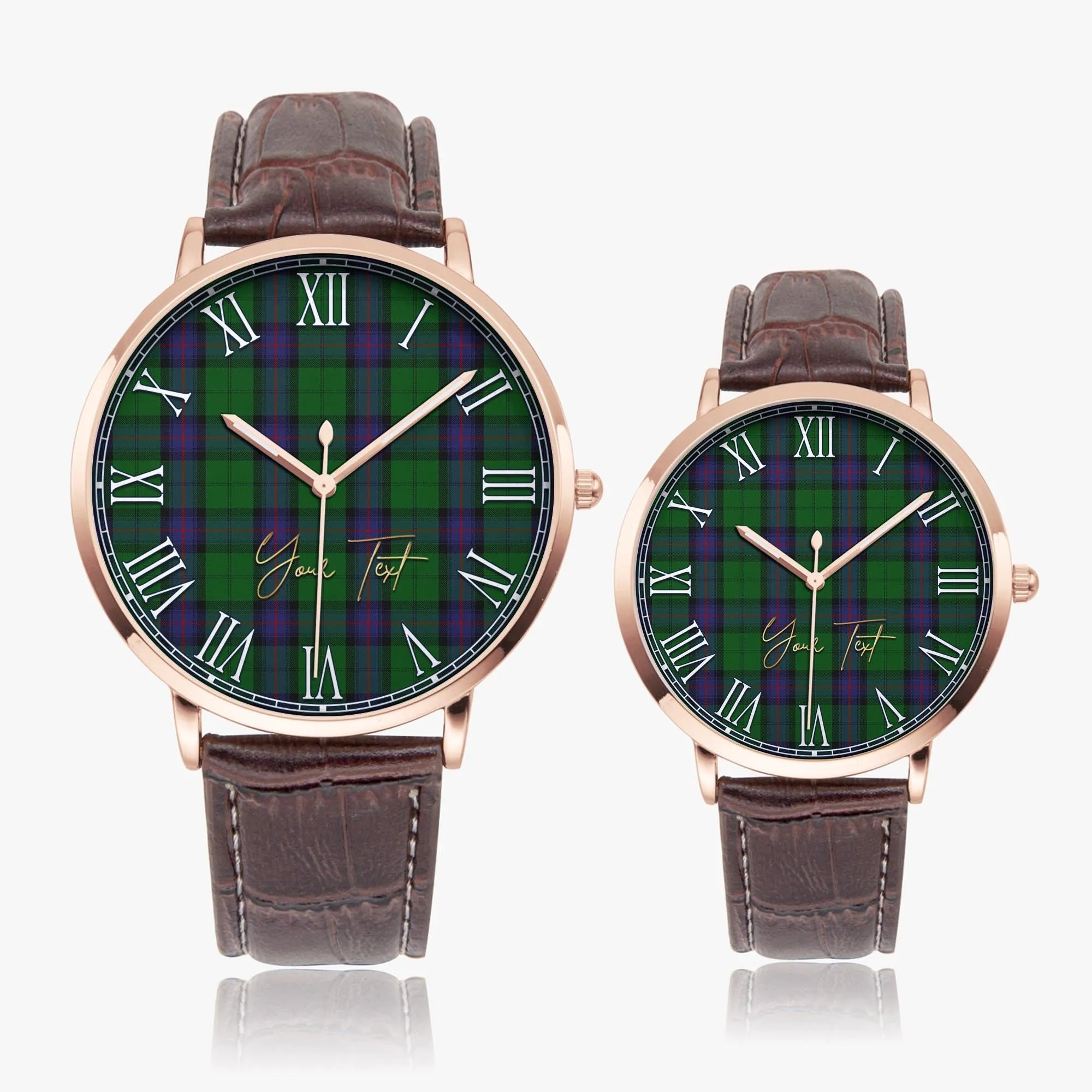 Armstrong Tartan Personalized Your Text Leather Trap Quartz Watch