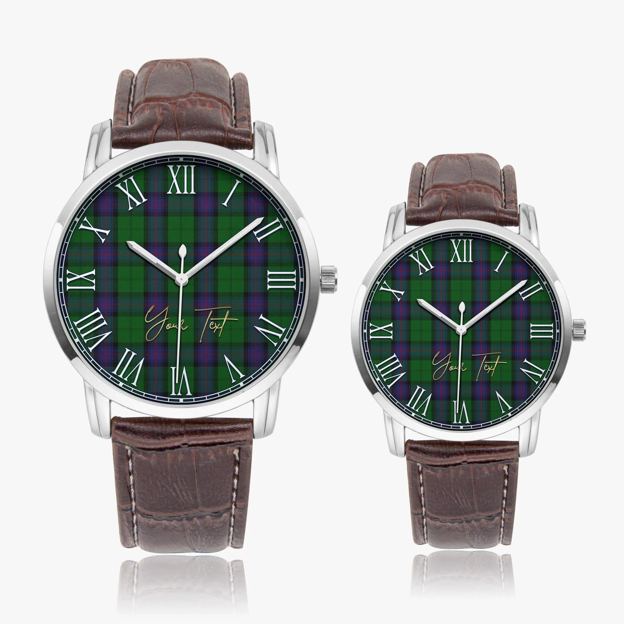 Armstrong Tartan Personalized Your Text Leather Trap Quartz Watch