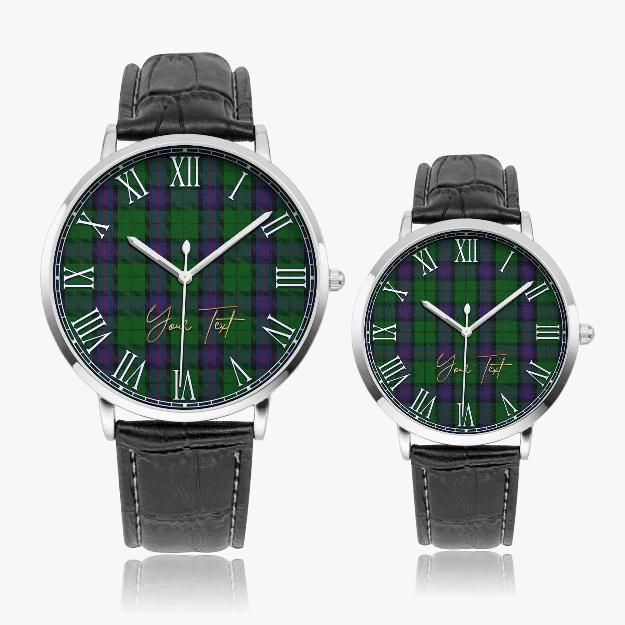 Armstrong Tartan Personalized Your Text Leather Trap Quartz Watch
