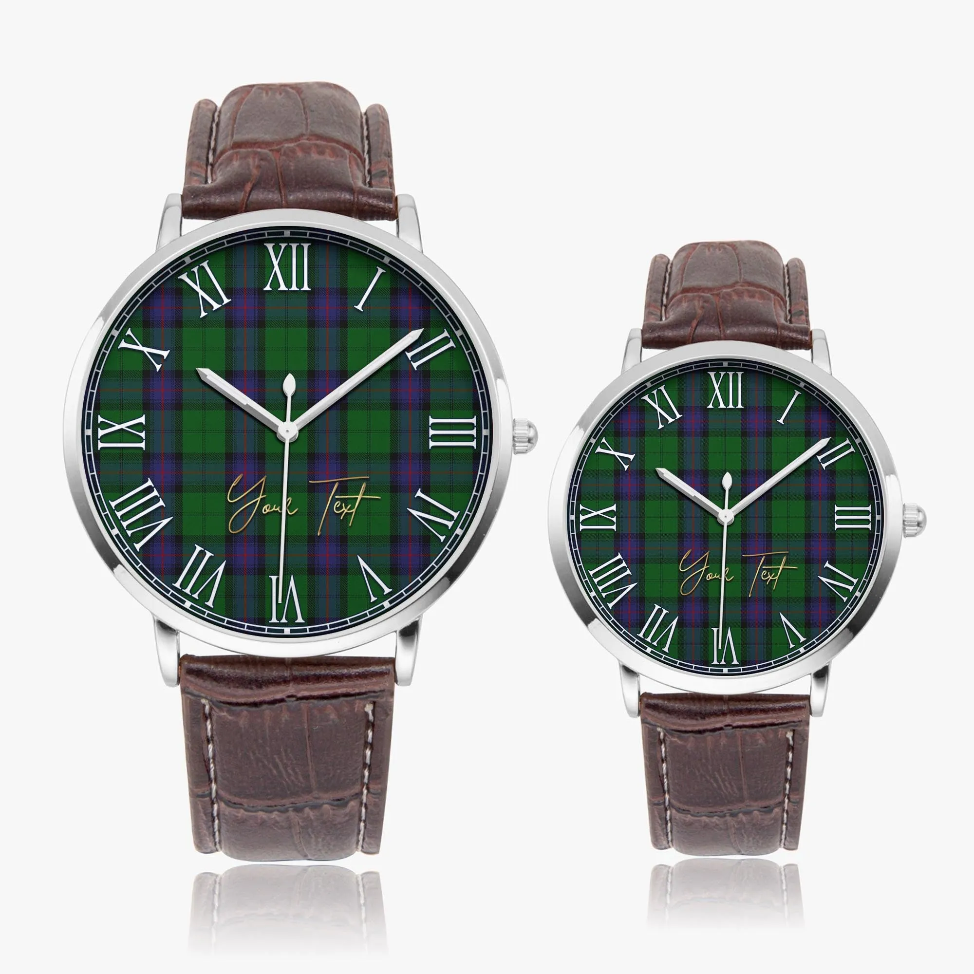 Armstrong Tartan Personalized Your Text Leather Trap Quartz Watch