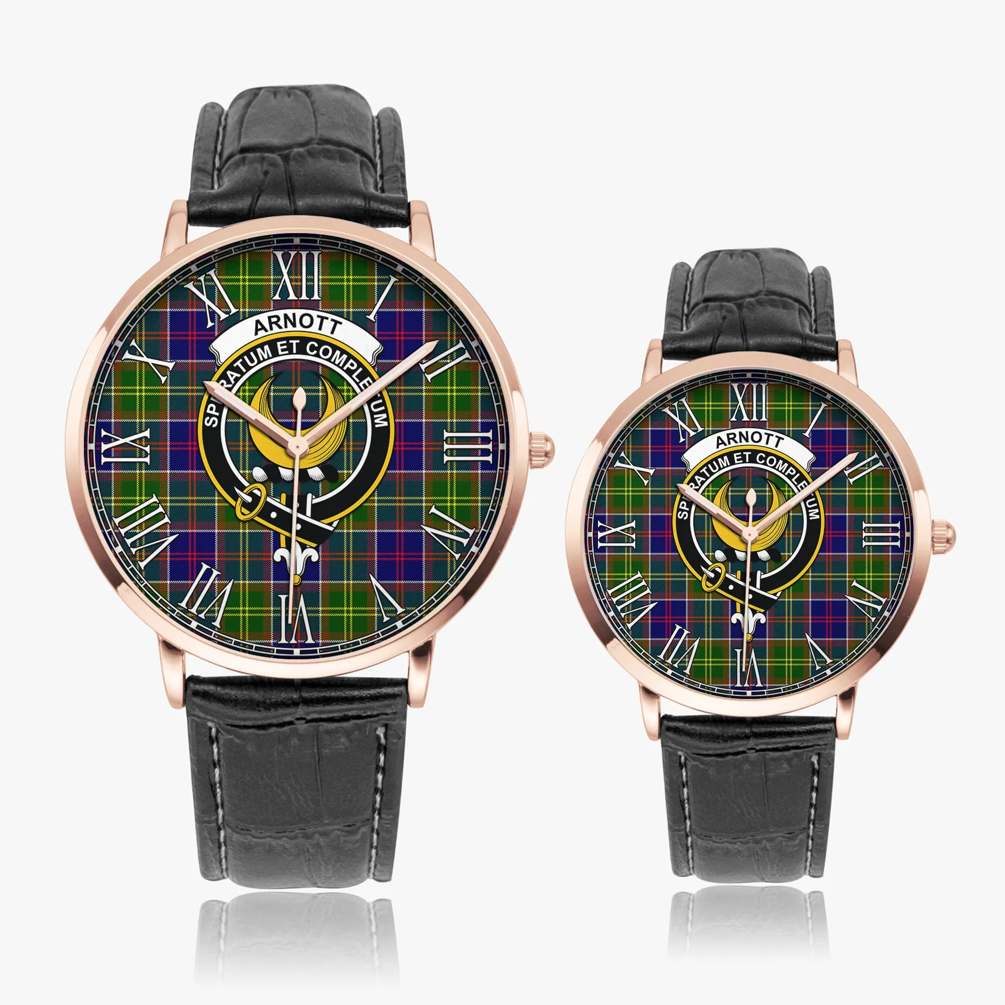 Arnott Tartan Family Crest Leather Strap Quartz Watch