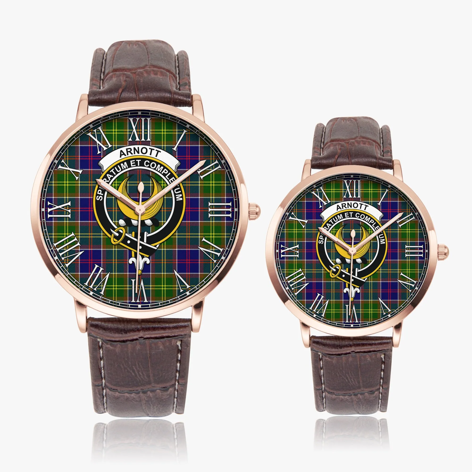 Arnott Tartan Family Crest Leather Strap Quartz Watch