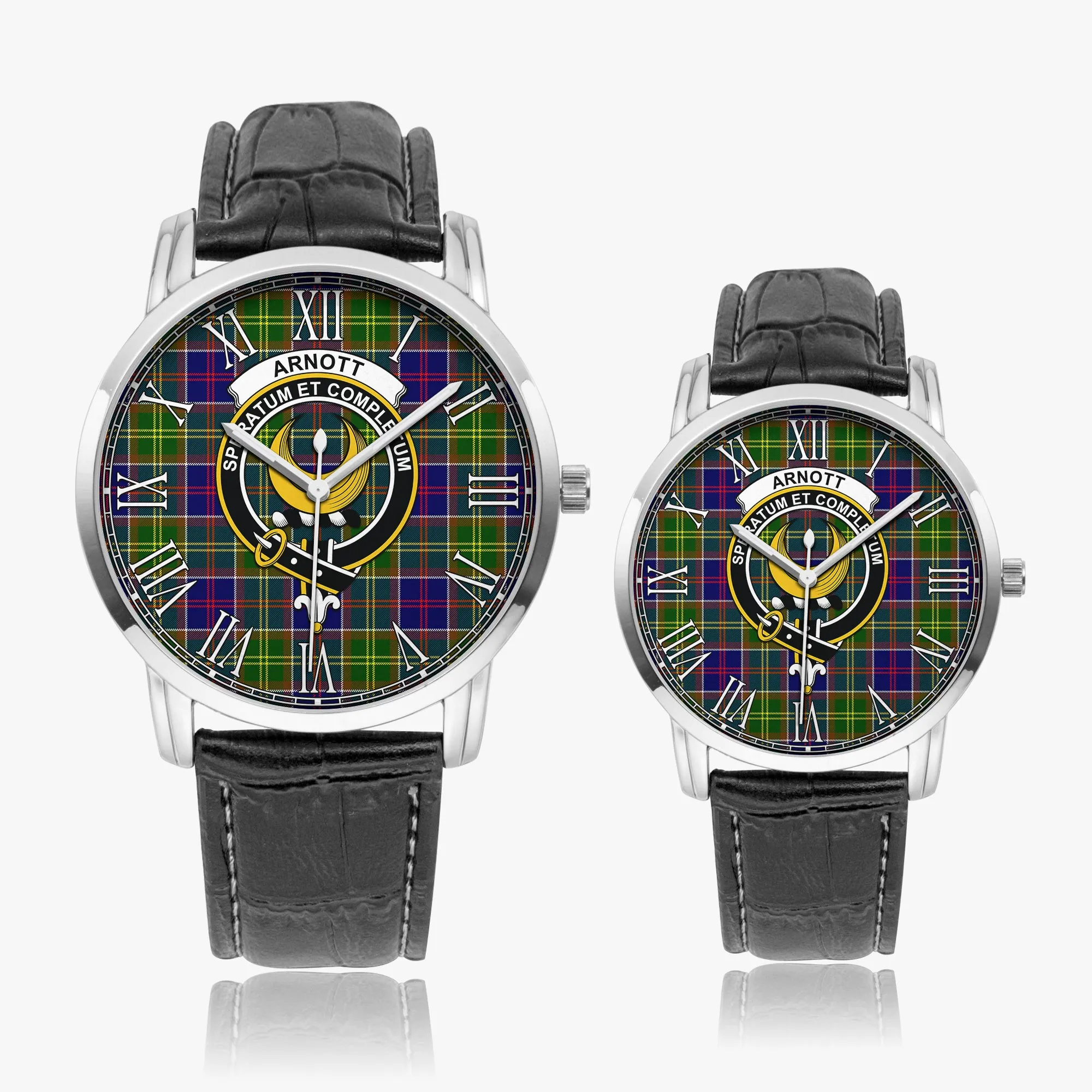 Arnott Tartan Family Crest Leather Strap Quartz Watch