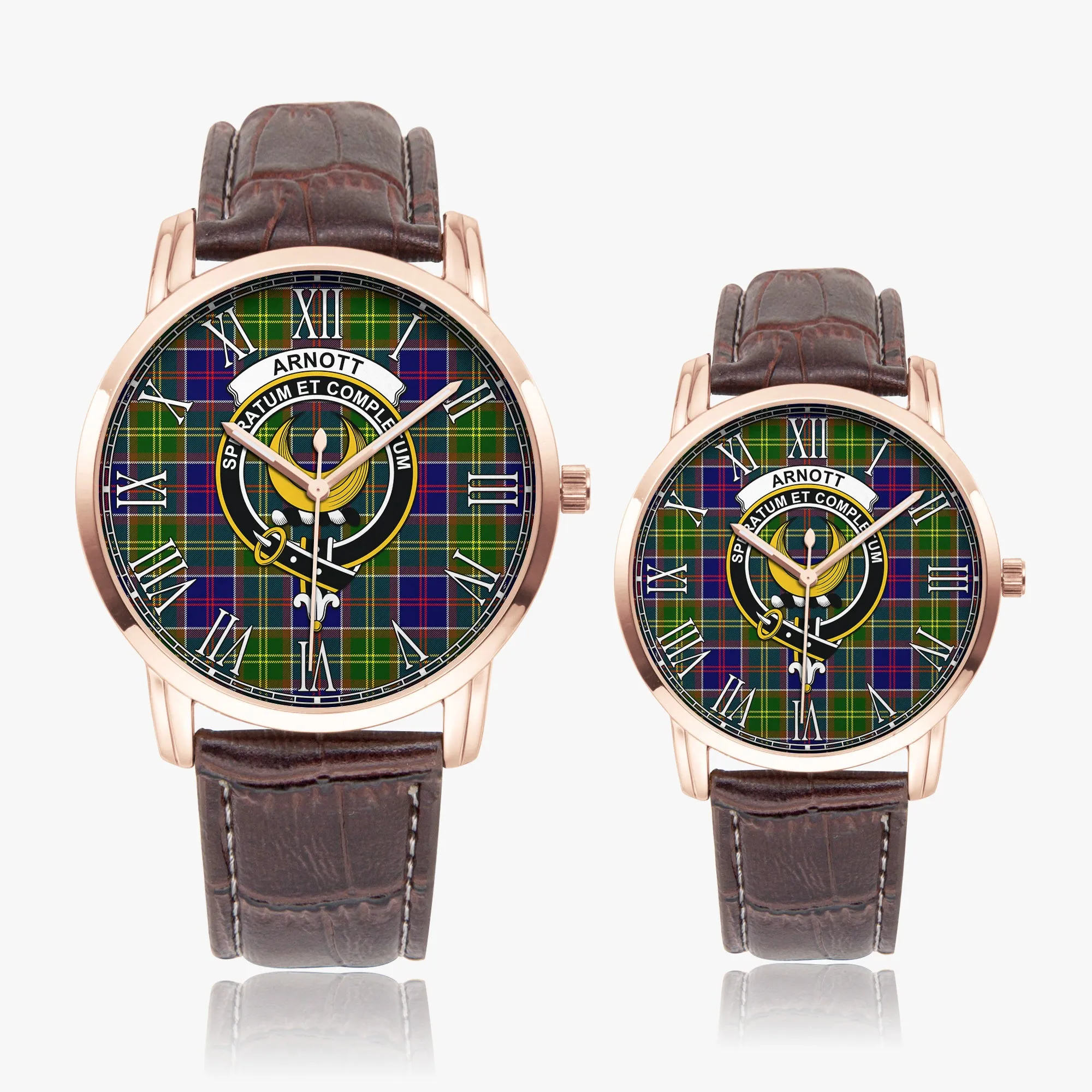 Arnott Tartan Family Crest Leather Strap Quartz Watch
