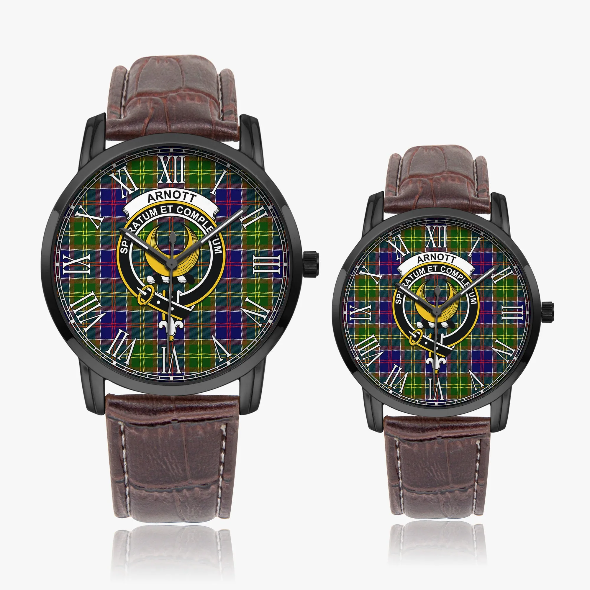 Arnott Tartan Family Crest Leather Strap Quartz Watch