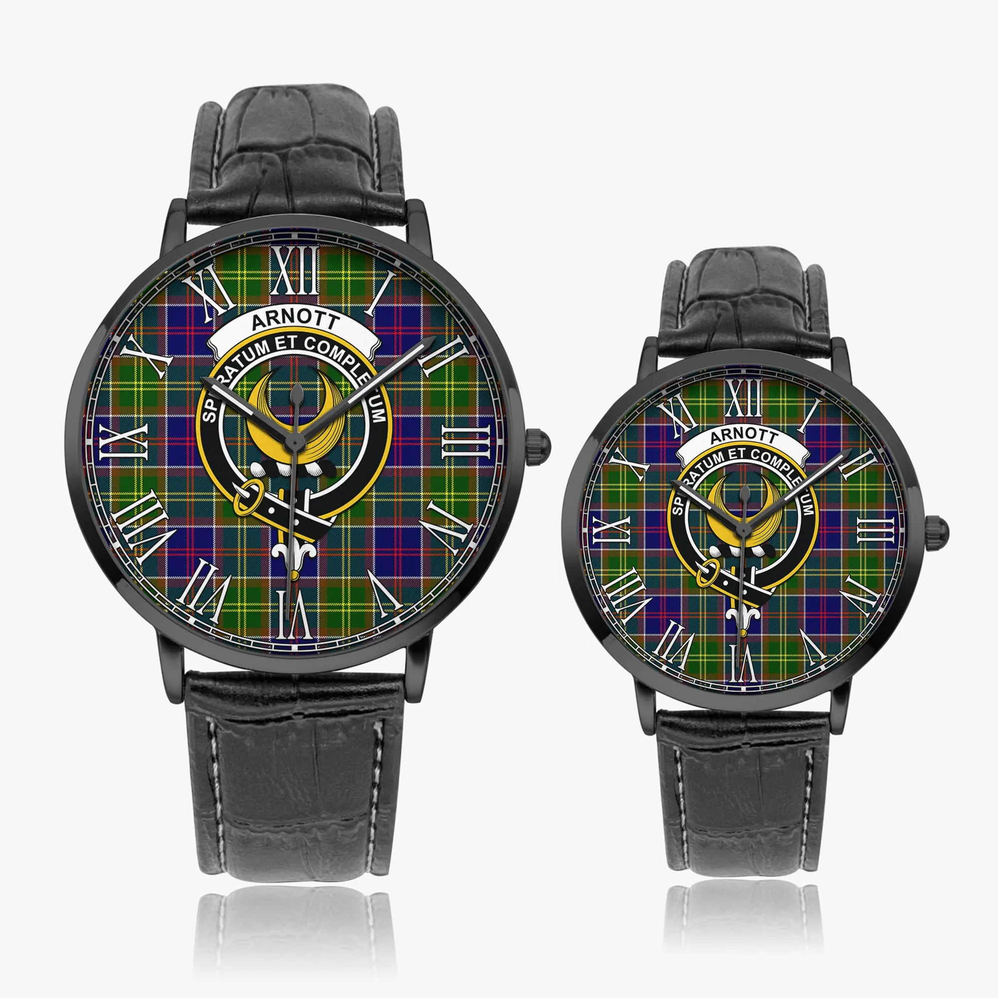 Arnott Tartan Family Crest Leather Strap Quartz Watch