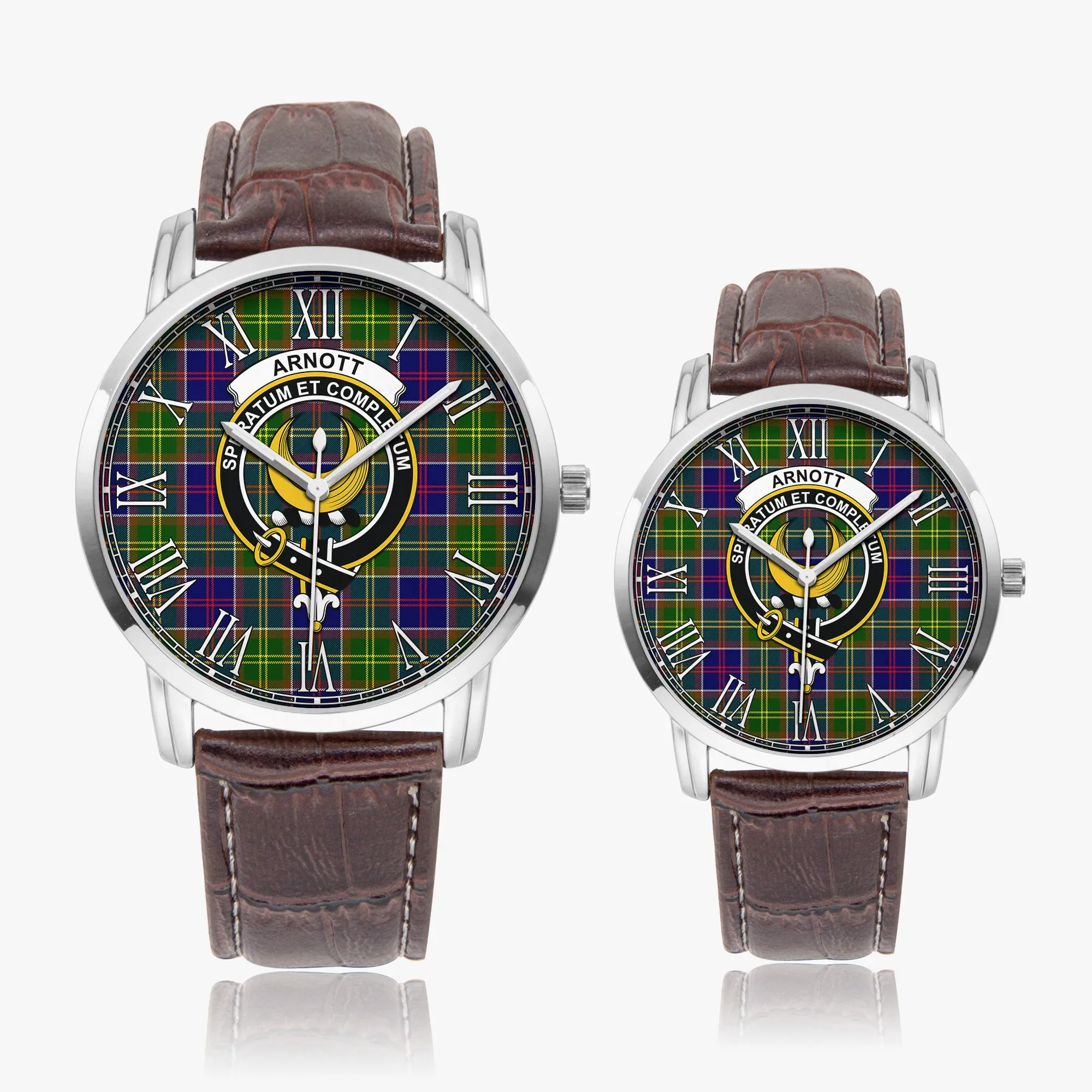 Arnott Tartan Family Crest Leather Strap Quartz Watch