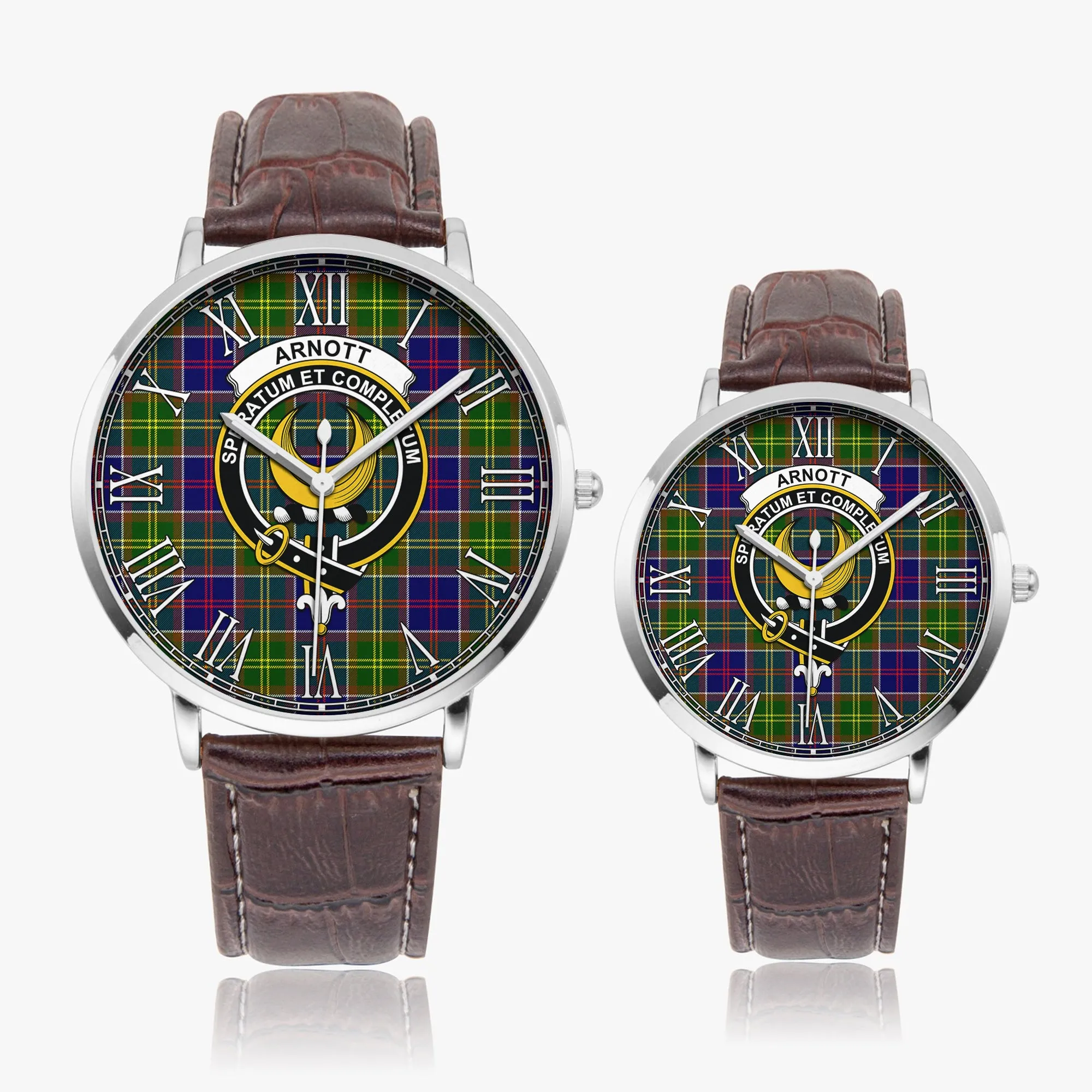Arnott Tartan Family Crest Leather Strap Quartz Watch