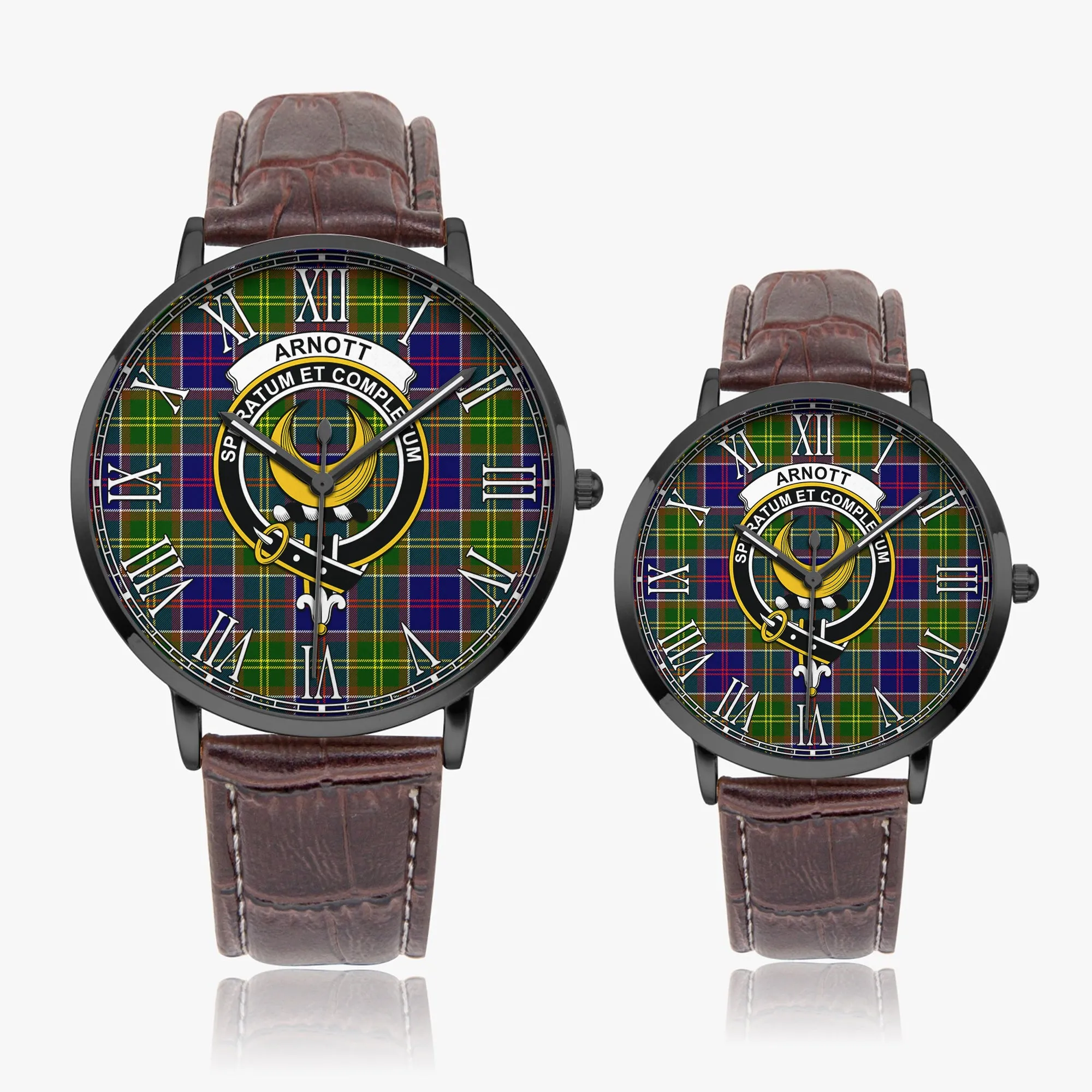 Arnott Tartan Family Crest Leather Strap Quartz Watch
