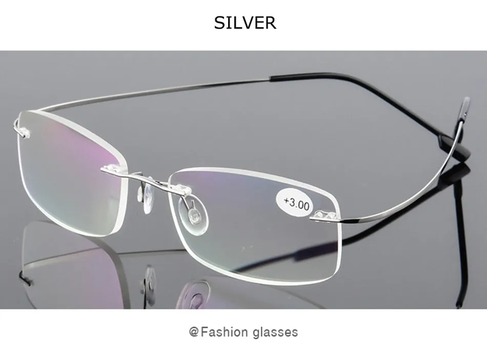 Belmon Unisex Rimless Rectangle Alloy Reading Glasses Rs079
