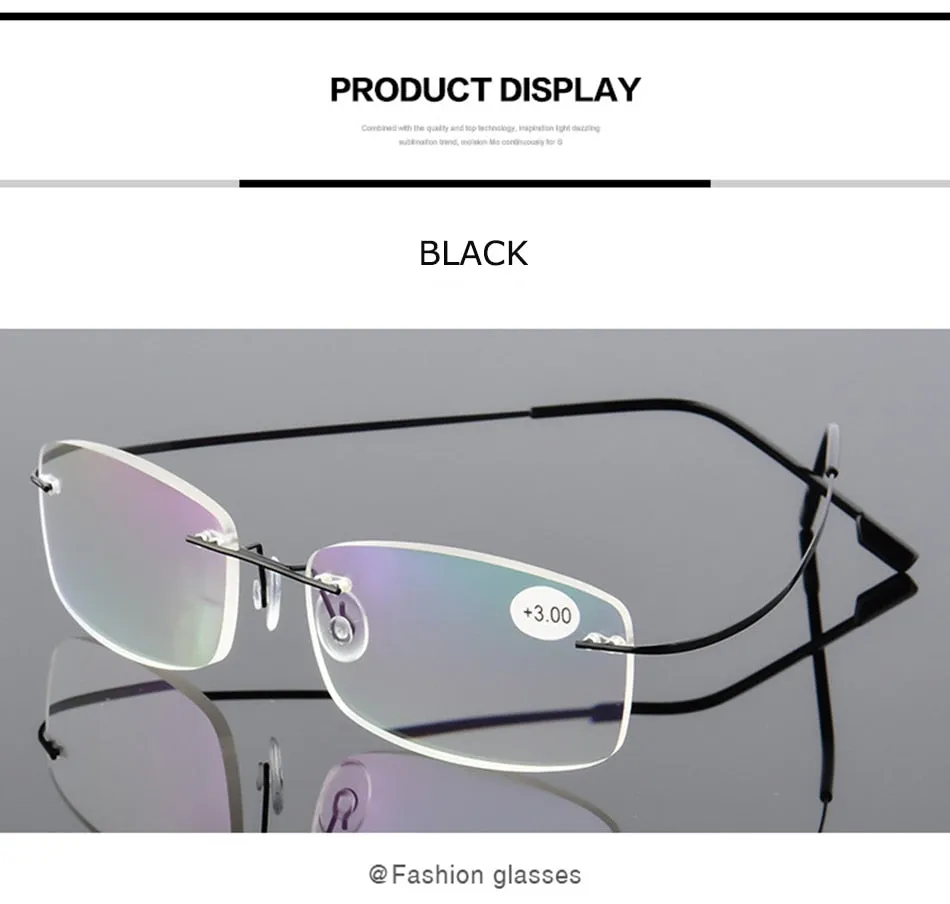 Belmon Unisex Rimless Rectangle Alloy Reading Glasses Rs079