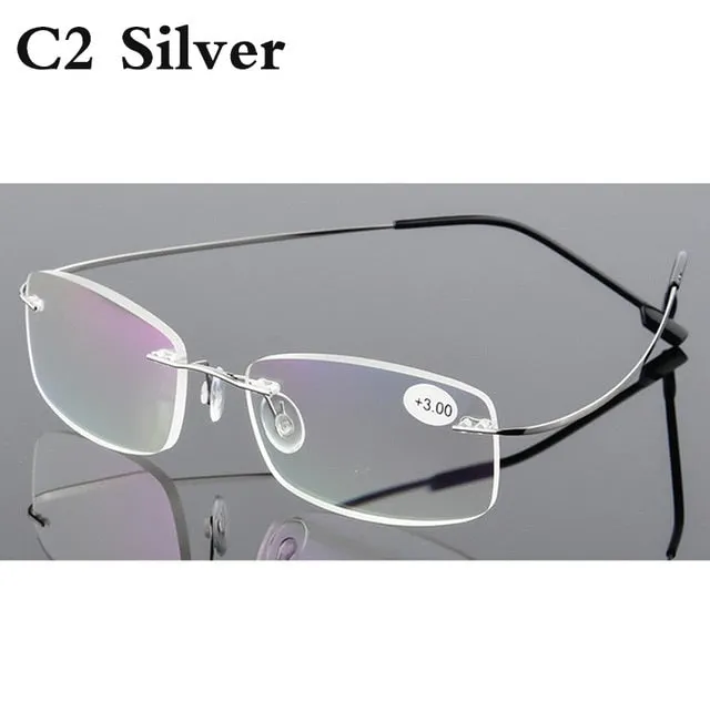 Belmon Unisex Rimless Rectangle Alloy Reading Glasses Rs079