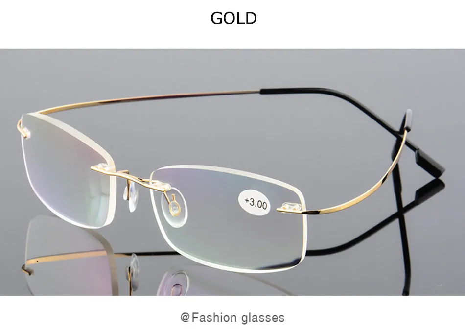 Belmon Unisex Rimless Rectangle Alloy Reading Glasses Rs079