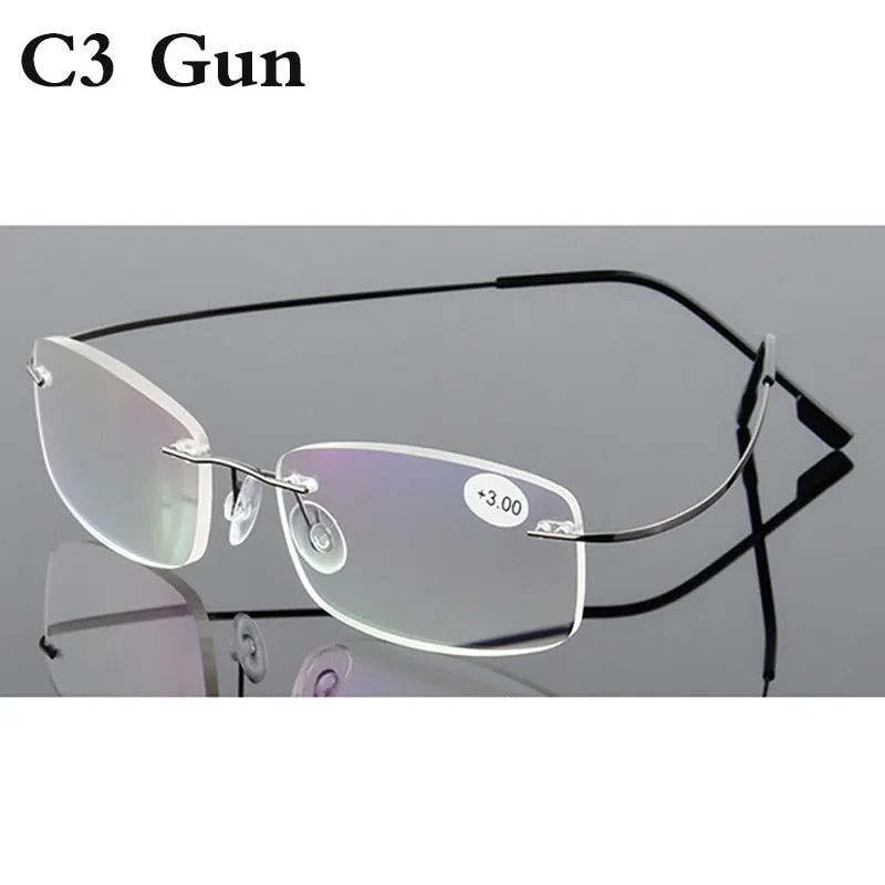 Belmon Unisex Rimless Rectangle Alloy Reading Glasses Rs079