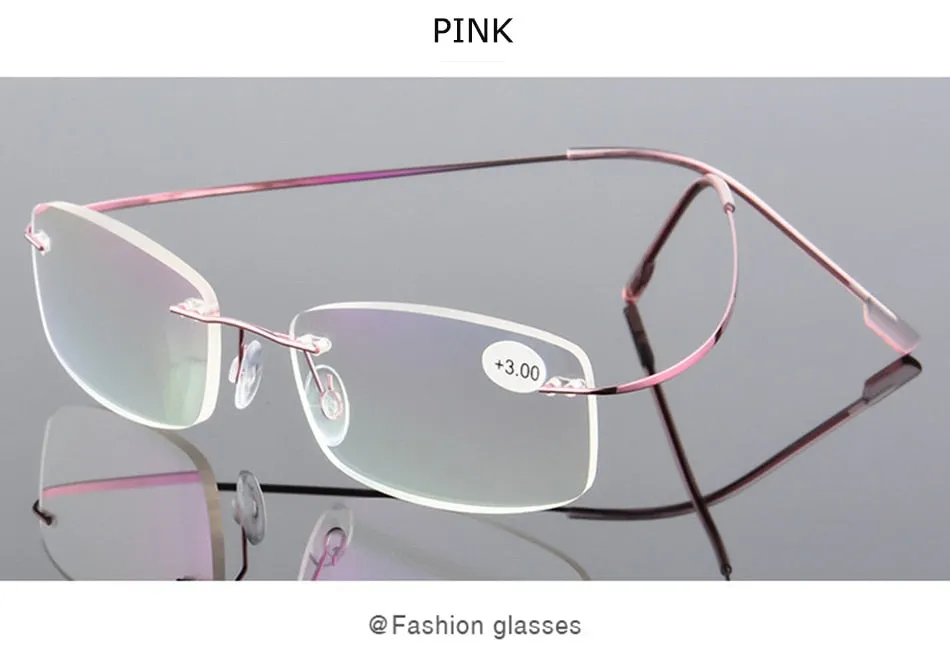 Belmon Unisex Rimless Rectangle Alloy Reading Glasses Rs079