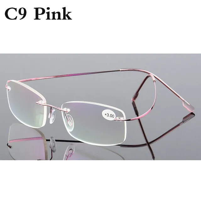 Belmon Unisex Rimless Rectangle Alloy Reading Glasses Rs079