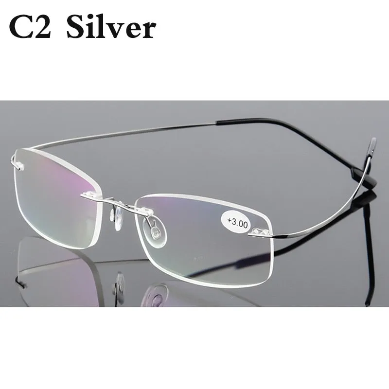 Belmon Unisex Rimless Rectangle Alloy Reading Glasses Rs079