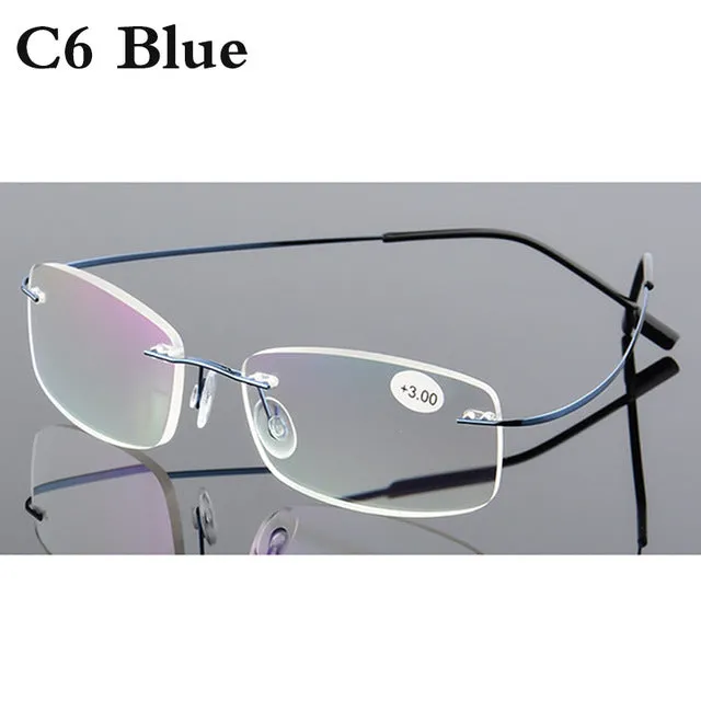 Belmon Unisex Rimless Rectangle Alloy Reading Glasses Rs079