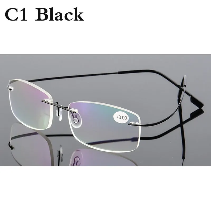 Belmon Unisex Rimless Rectangle Alloy Reading Glasses Rs079