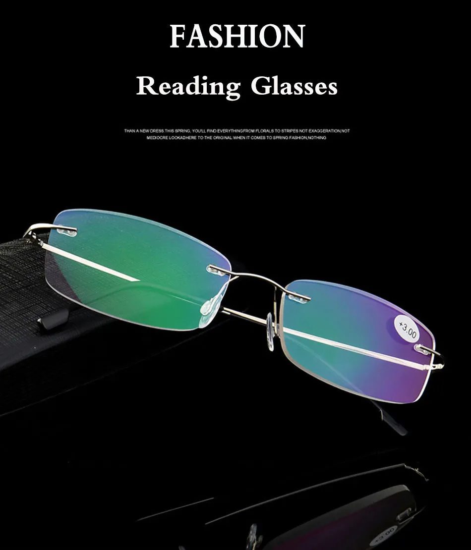 Belmon Unisex Rimless Rectangle Alloy Reading Glasses Rs079