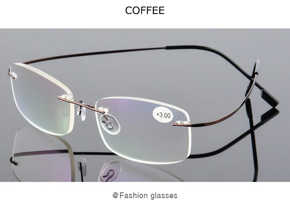 Belmon Unisex Rimless Rectangle Alloy Reading Glasses Rs079