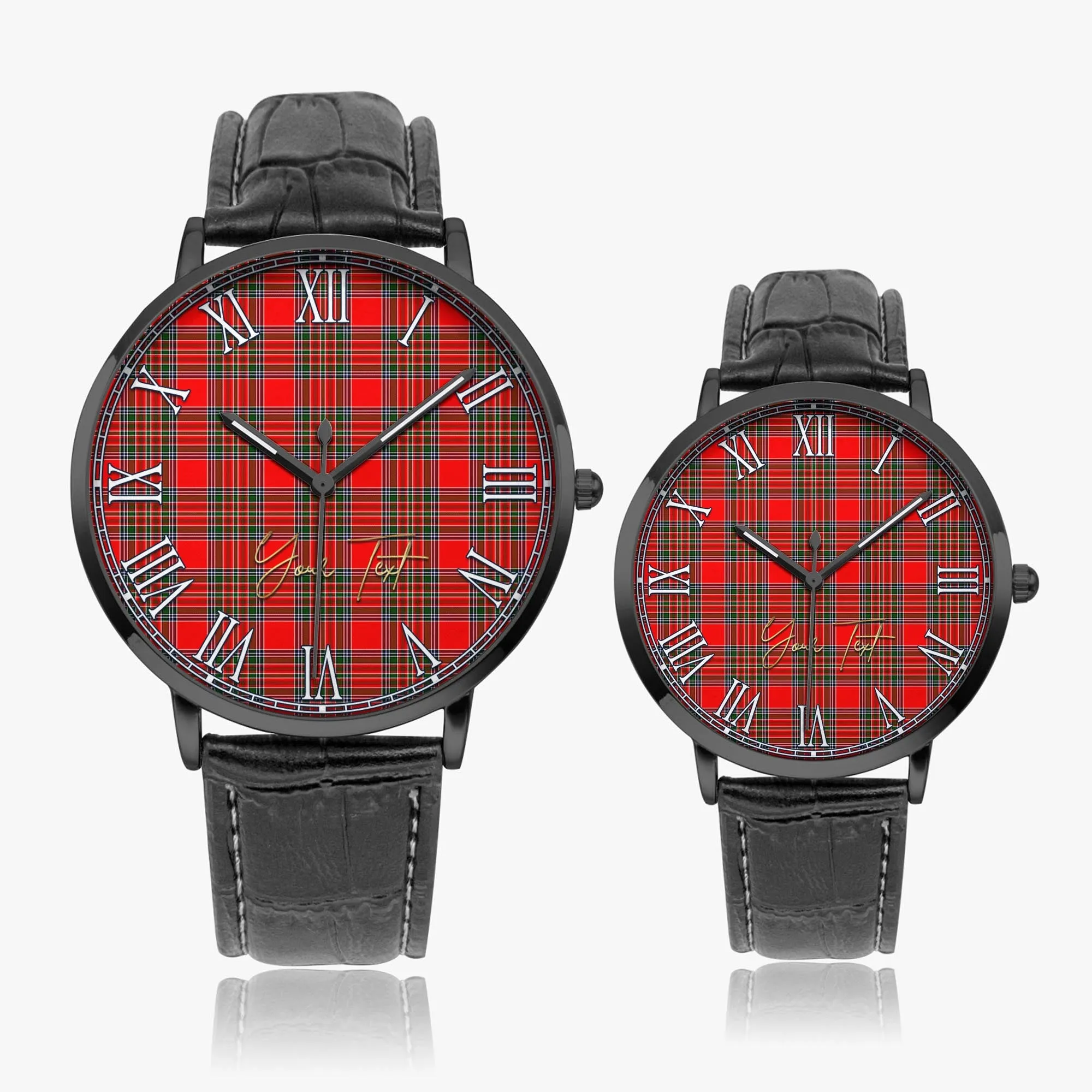 Binning Tartan Personalized Your Text Leather Trap Quartz Watch