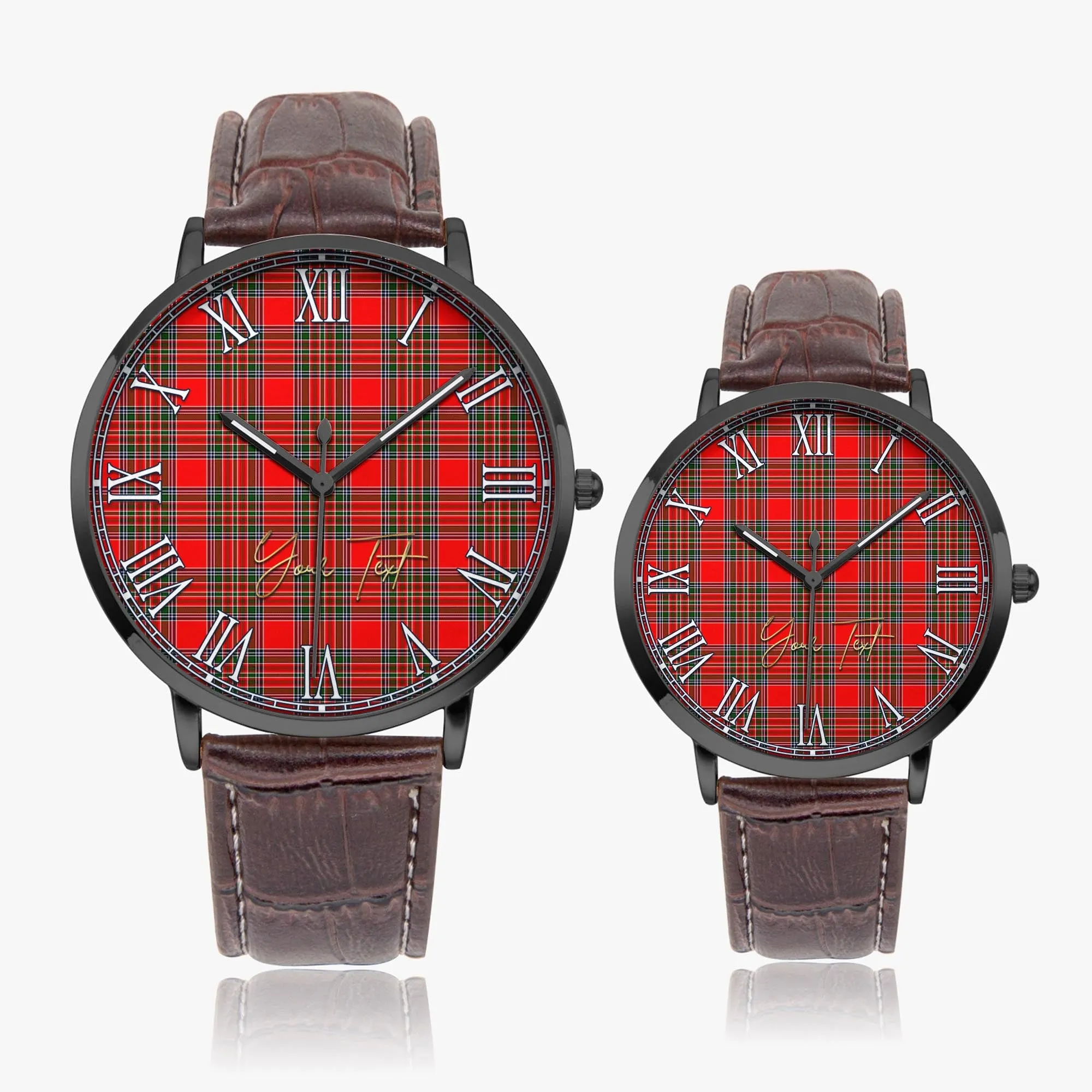 Binning Tartan Personalized Your Text Leather Trap Quartz Watch