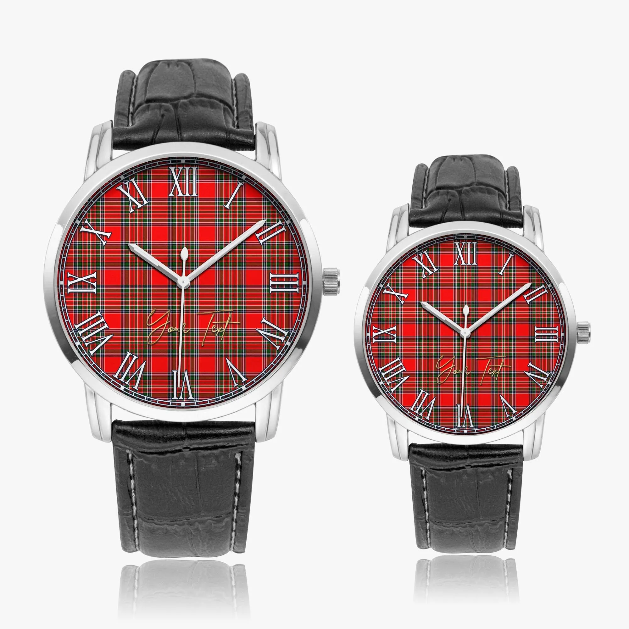 Binning Tartan Personalized Your Text Leather Trap Quartz Watch