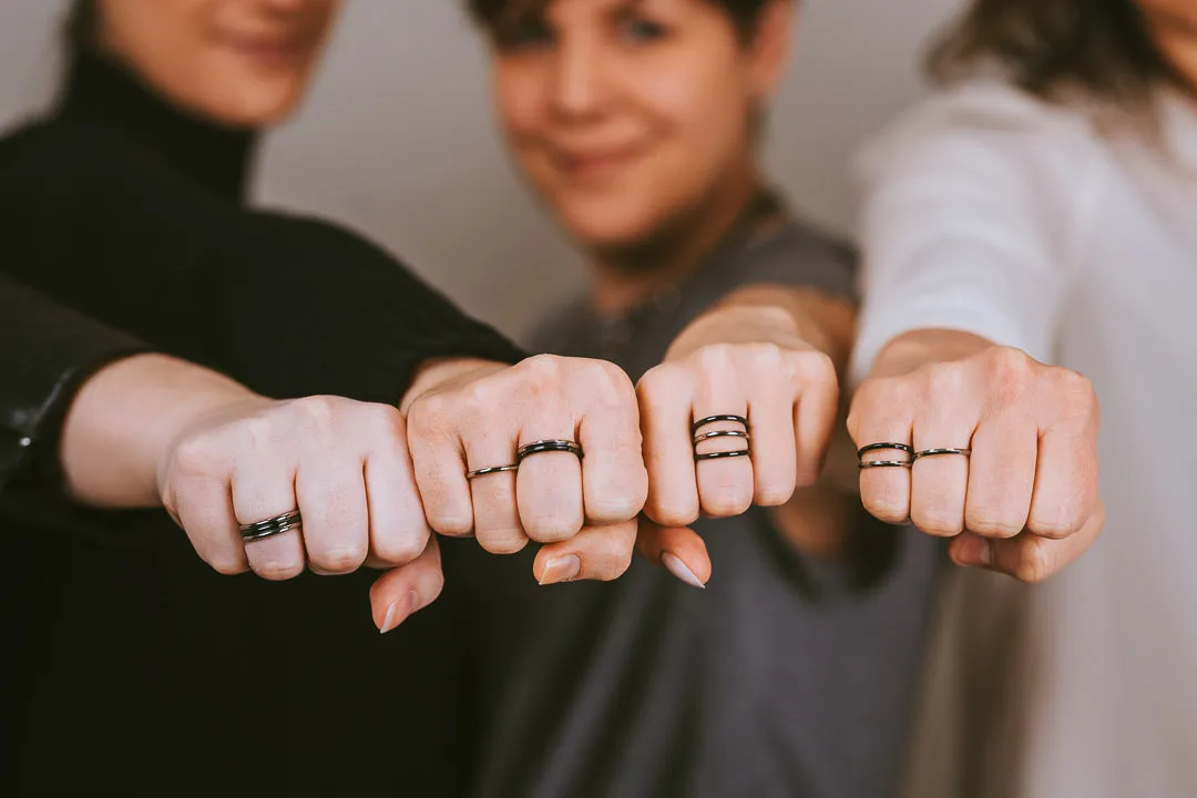 Black Square Stackable Titanium Rings