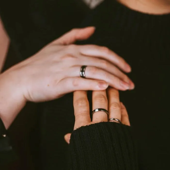 Black Square Stackable Titanium Rings