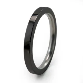 Black Square Stackable Titanium Rings
