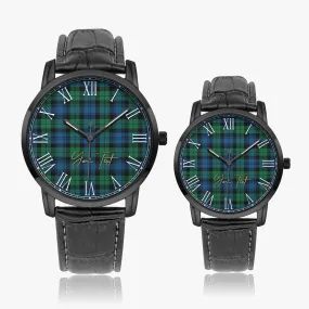 Black Watch Ancient Tartan Personalized Your Text Leather Trap Quartz Watch