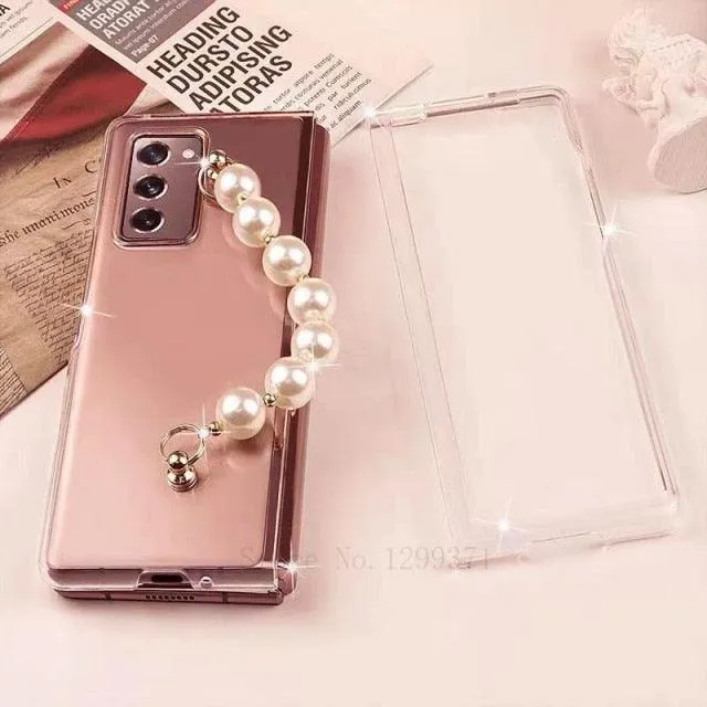 Bling Crystal Pearl Diamond Bracelet Hand Chain Case Cover