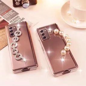 Bling Crystal Pearl Diamond Bracelet Hand Chain Case Cover
