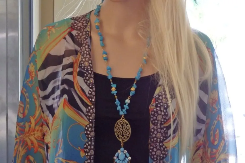 Blue Tassel  Necklace
