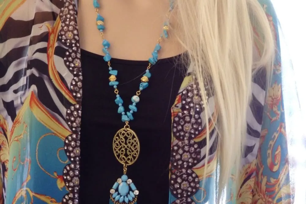 Blue Tassel  Necklace