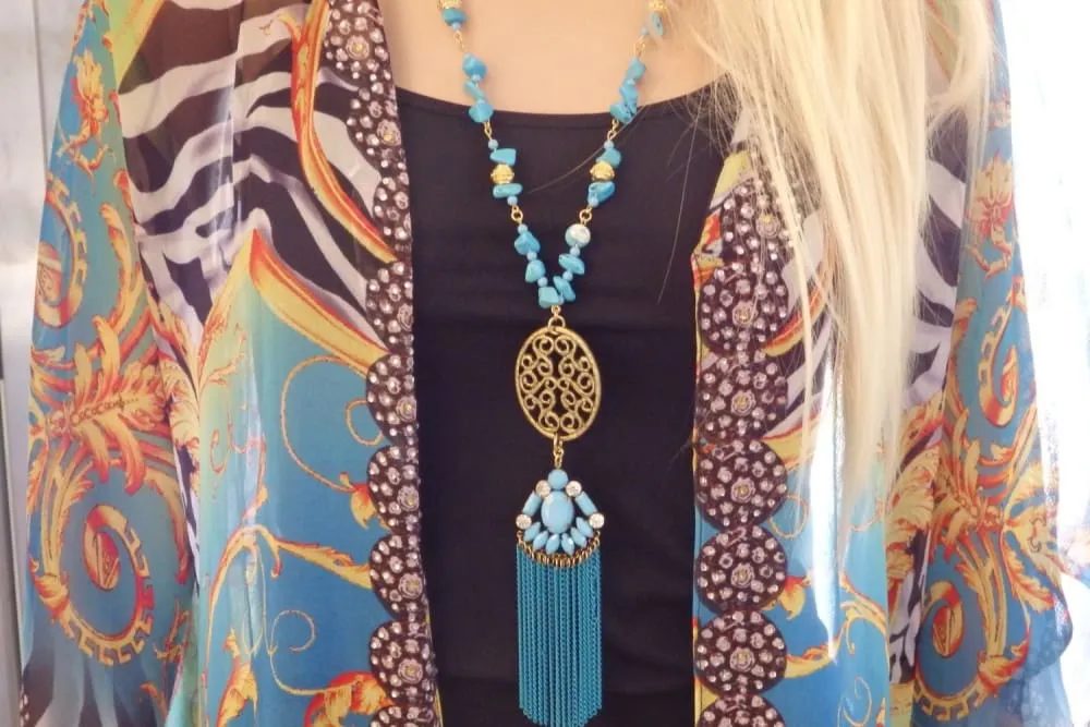Blue Tassel  Necklace