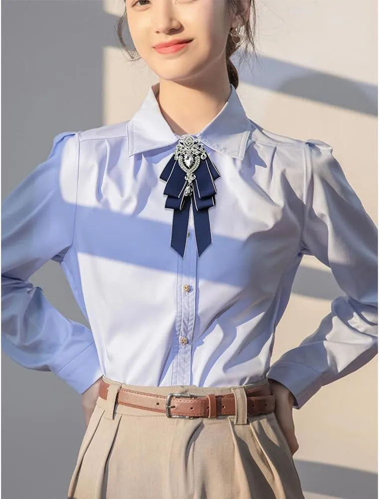 Bowknot Rhinestone Fashion Ribbon Bow Brooch Pre-Tied Bow tie for Men Women Neck Tie Christmas Wedding Party Ceremony
