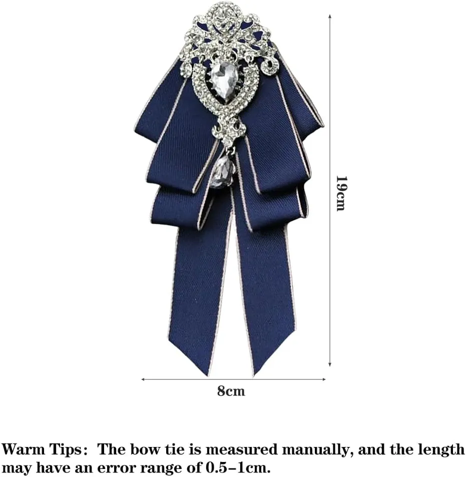 Bowknot Rhinestone Fashion Ribbon Bow Brooch Pre-Tied Bow tie for Men Women Neck Tie Christmas Wedding Party Ceremony