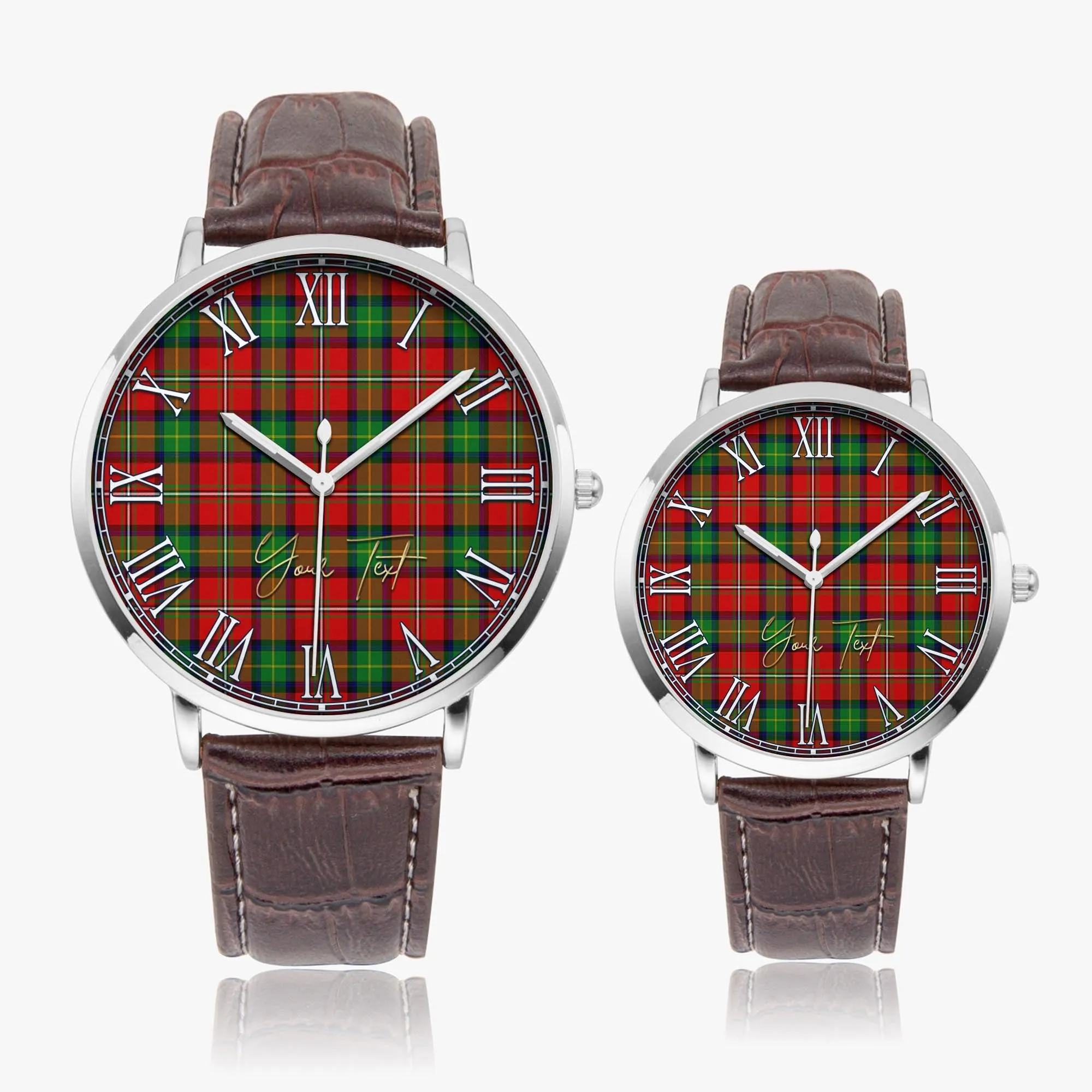Boyd Tartan Personalized Your Text Leather Trap Quartz Watch