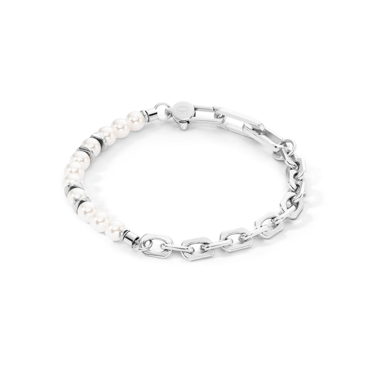 Bracelet Pearls Fusion link chain white