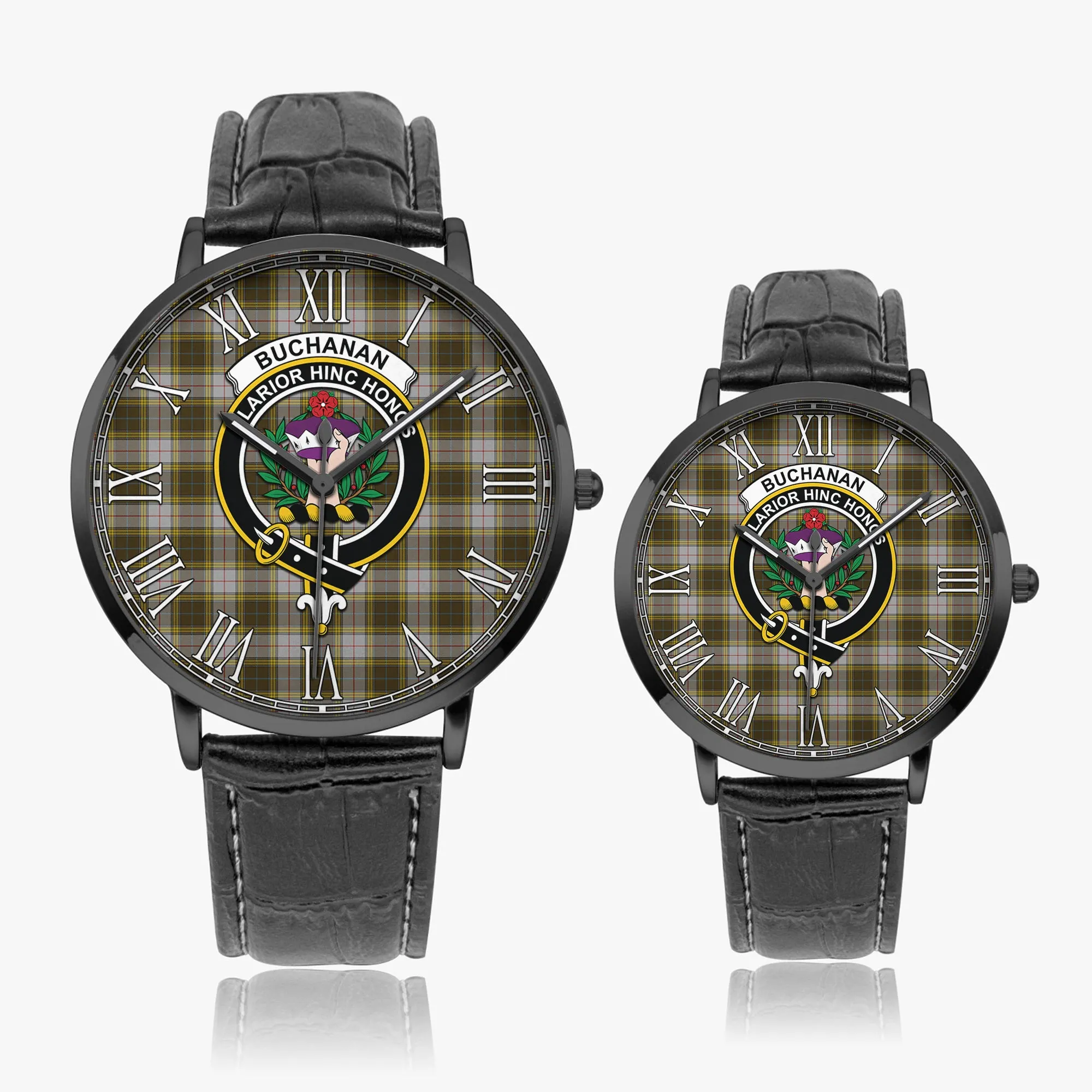 Buchanan Dress Tartan Family Crest Leather Strap Quartz Watch