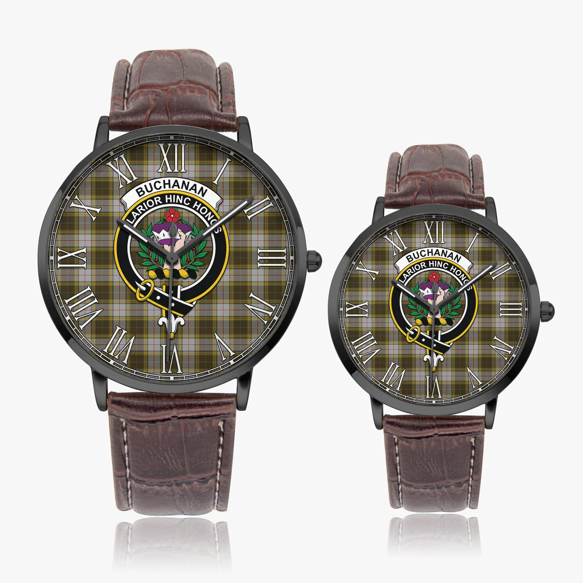 Buchanan Dress Tartan Family Crest Leather Strap Quartz Watch