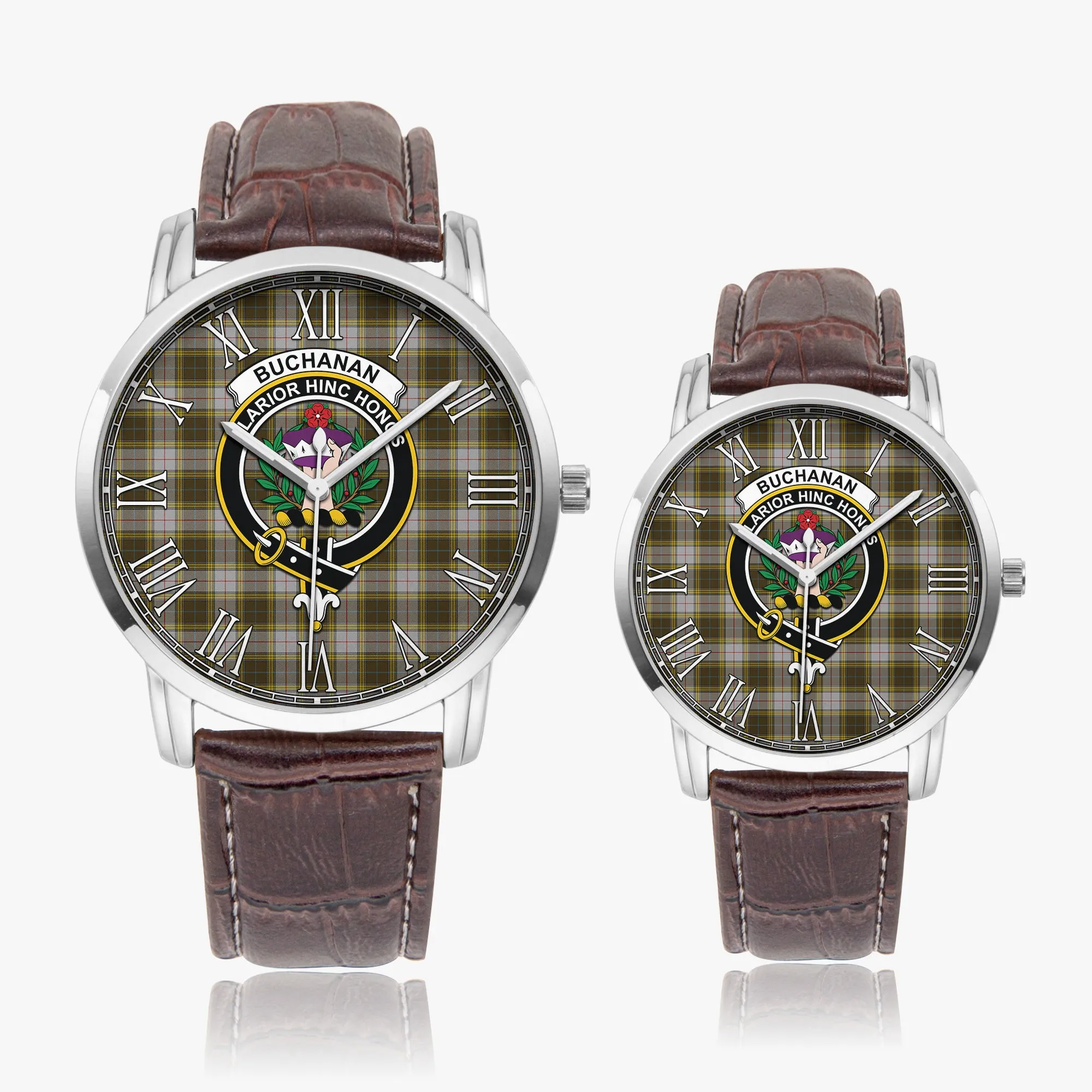 Buchanan Dress Tartan Family Crest Leather Strap Quartz Watch