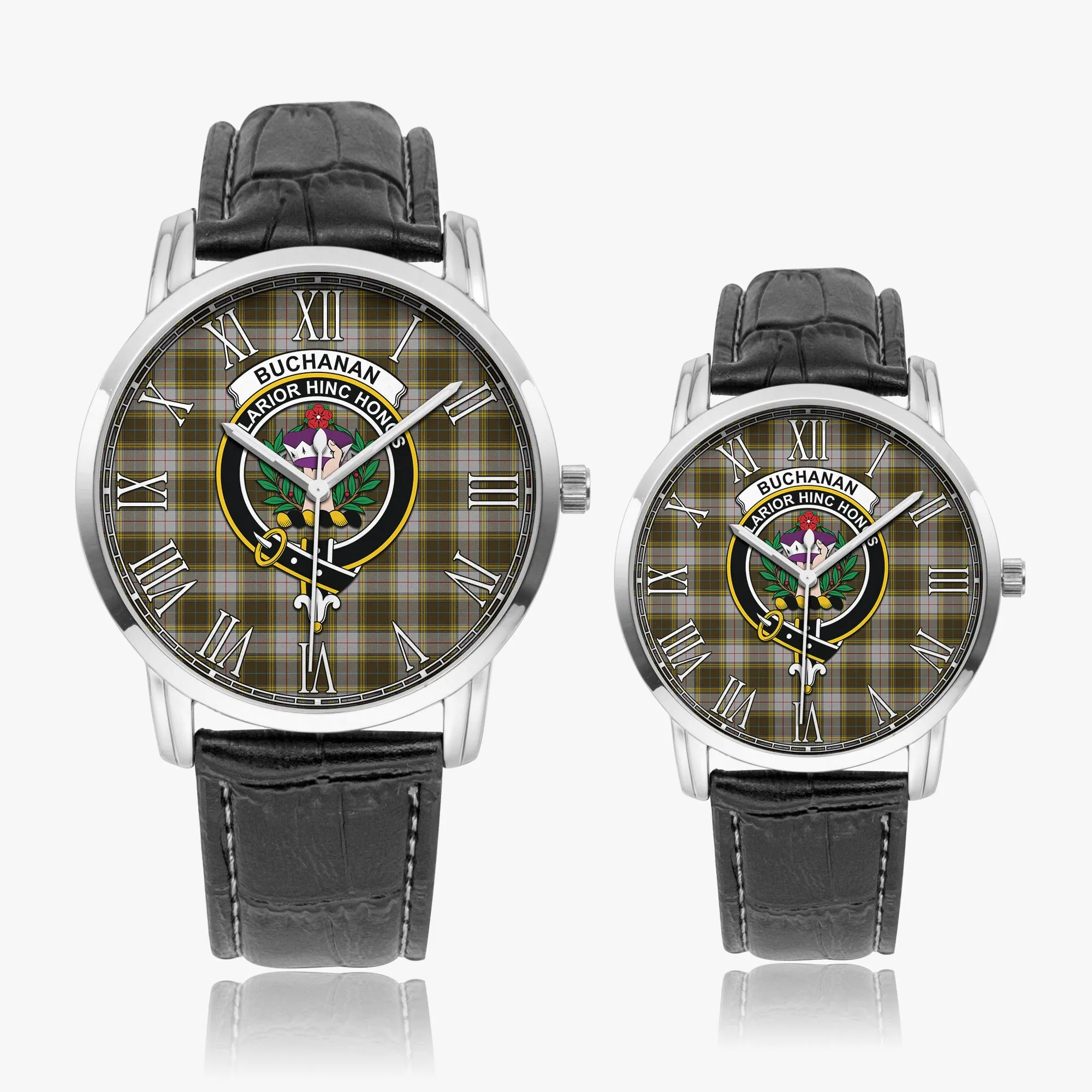 Buchanan Dress Tartan Family Crest Leather Strap Quartz Watch