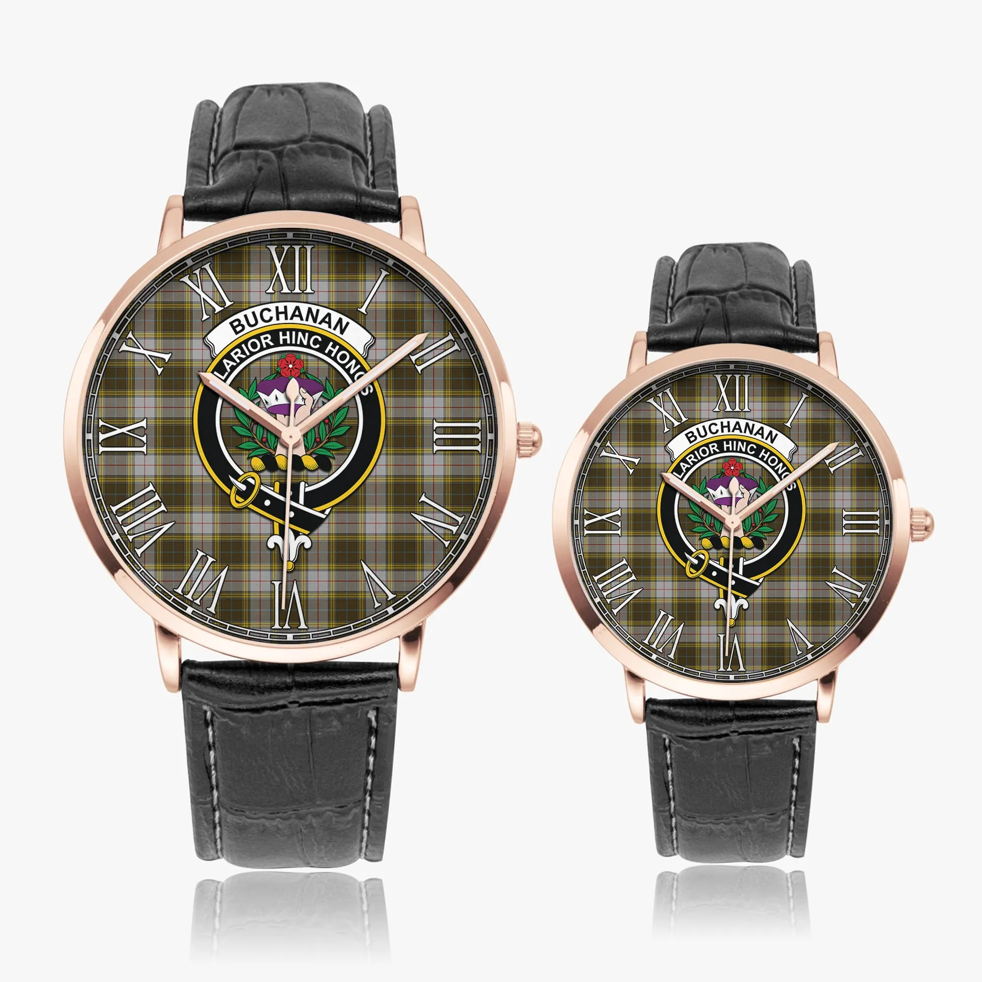 Buchanan Dress Tartan Family Crest Leather Strap Quartz Watch
