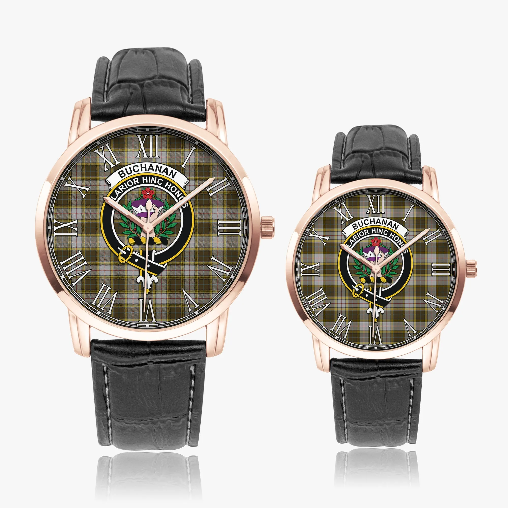 Buchanan Dress Tartan Family Crest Leather Strap Quartz Watch